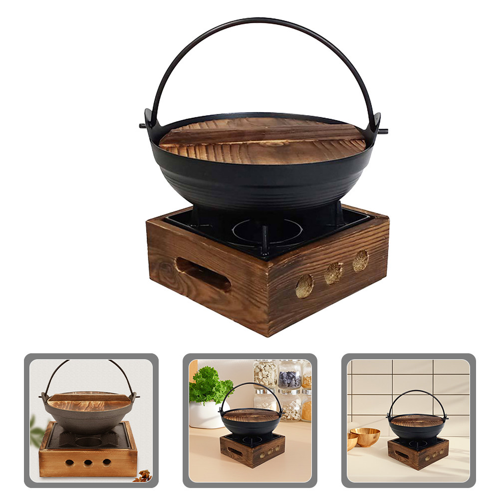 Japanese Camping Cooking - 1Set Cast Iron Japanese Sukiyaki Pot