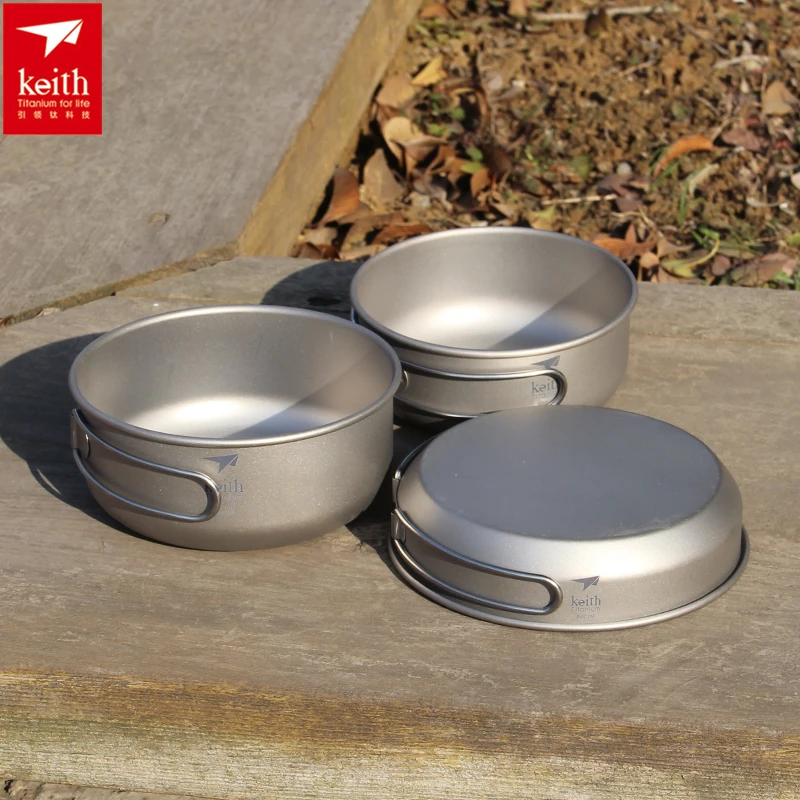 Camping Cooking Roll - Keith 3PCS Titanium Cookware Pans Bowls