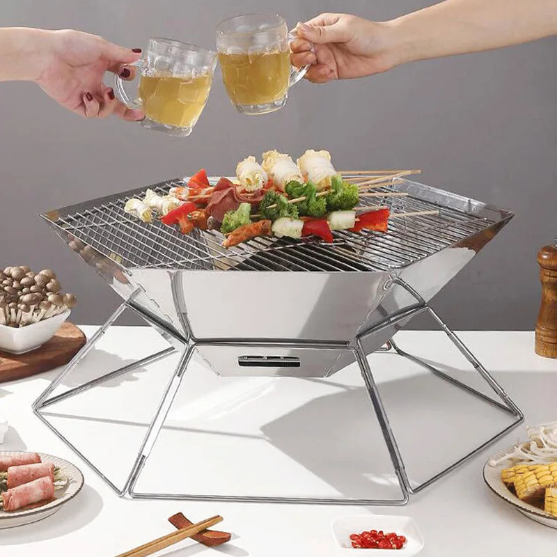 Camping Cooking Must Haves - Portable Folding Carbon BBQ Grill, Outdoor