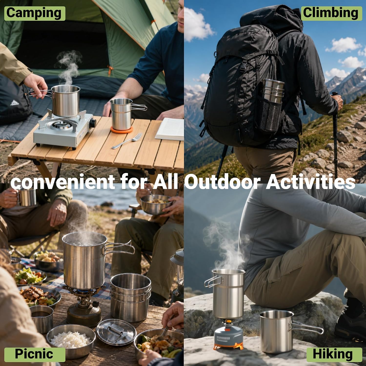 Foldable Camping Cups Mugs Cam - đánh giá và giá Camping Cooking Can