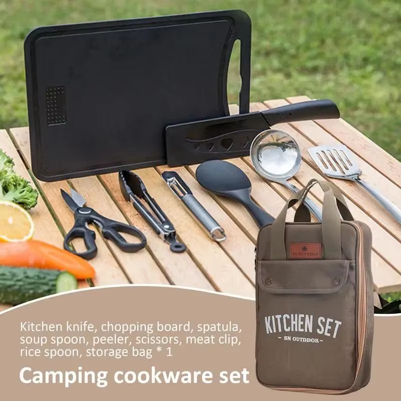 8pcs Camping Kitchen Cookware  - đánh giá và giá Camping Cooking Roll