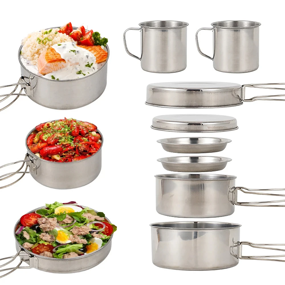 8pcs/Set Camping Cookware Mess - đánh giá và giá Camping Cooking Roll