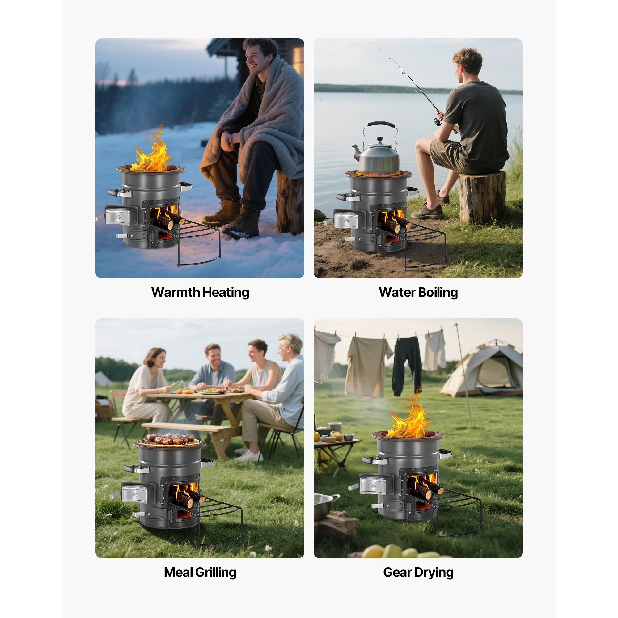 Camping Rocket Stove, Wood Bur - đánh giá và giá Camping Double Cooking Stove