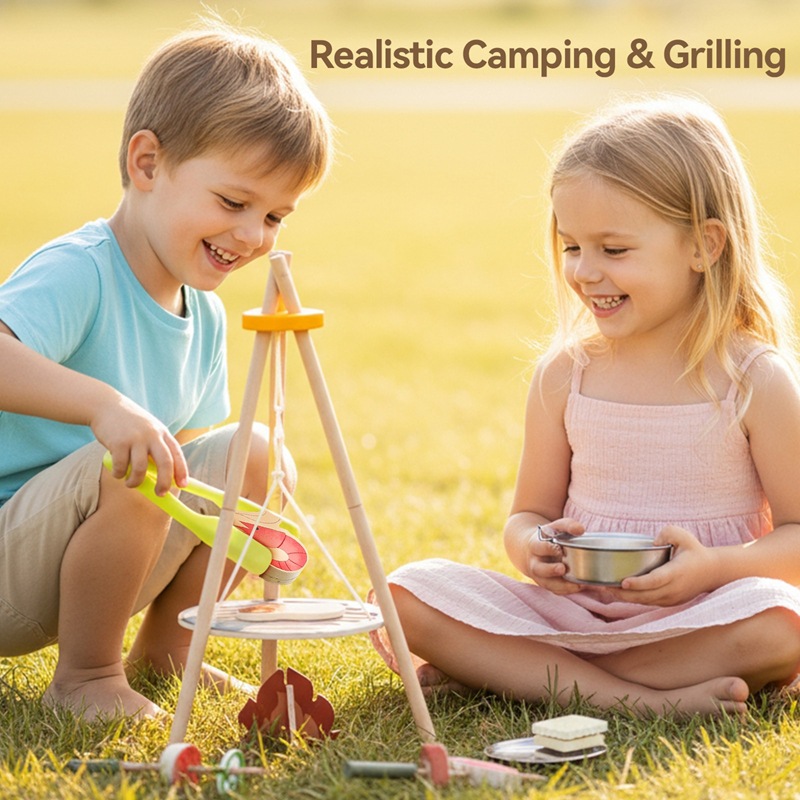 Wooden Kids Camping Barbecue T - đánh giá và giá Camping Cooking Kids