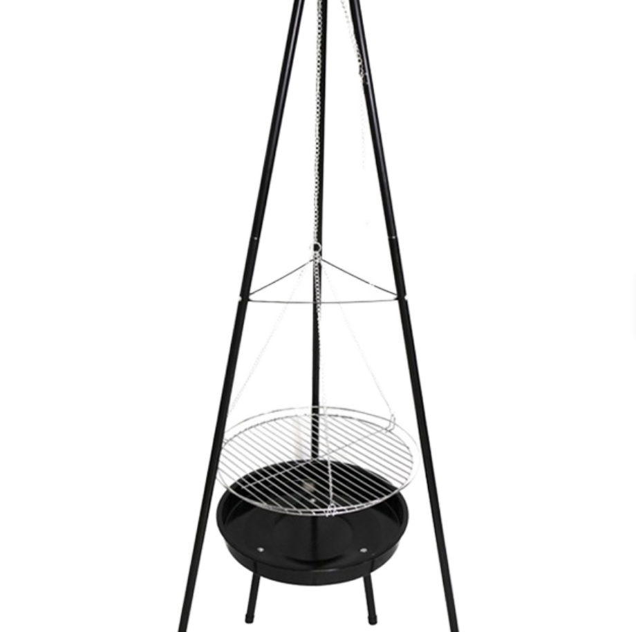 Heavy-Duty Tripod Hanging BBQ  - đánh giá và giá Camping Cooking Fire Stove