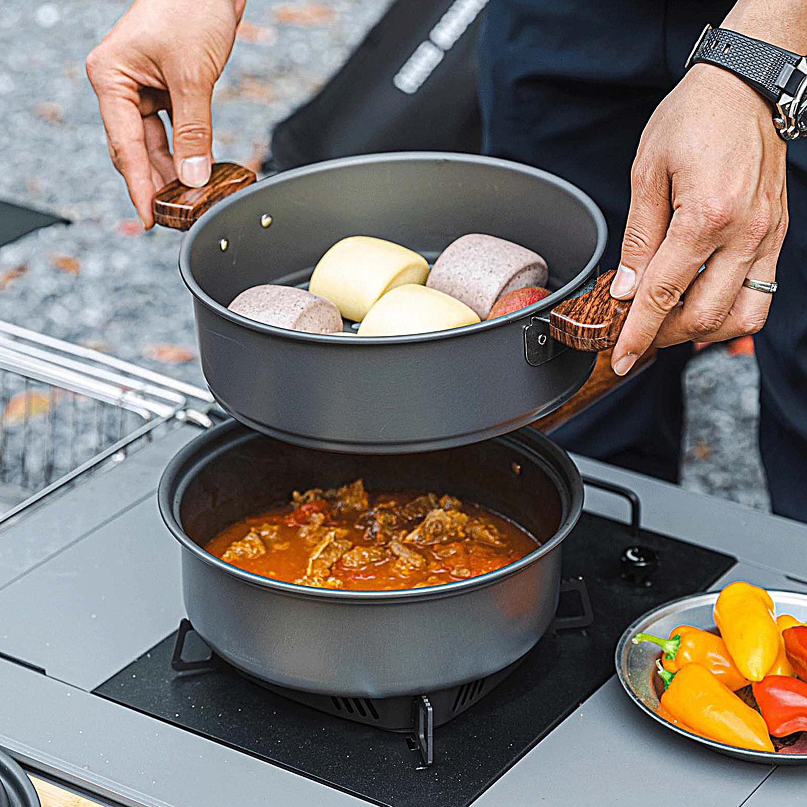Camping Pan Portable Large Lig - đánh giá và giá Camping Double Cooking Stove
