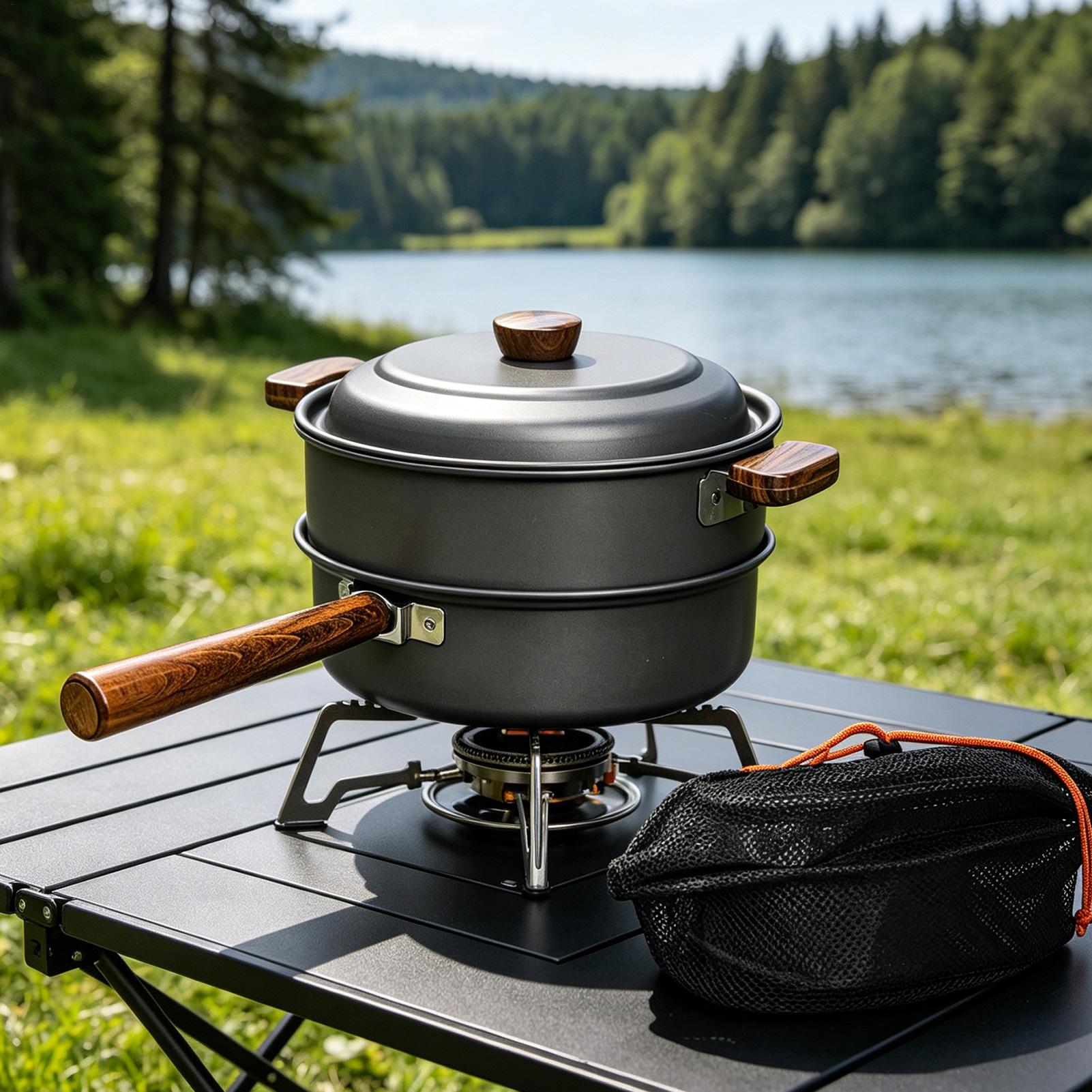 Camping Pan Portable Large Lig - đánh giá và giá Camping Double Cooking Stove
