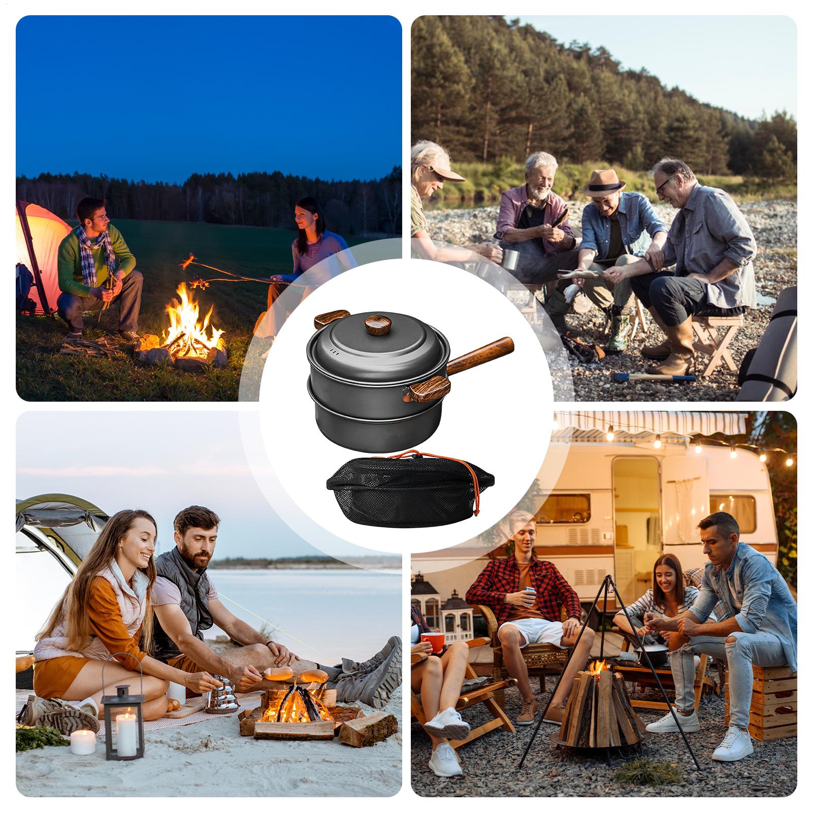 Camping Pan Portable Large Lig - đánh giá và giá Camping Double Cooking Stove