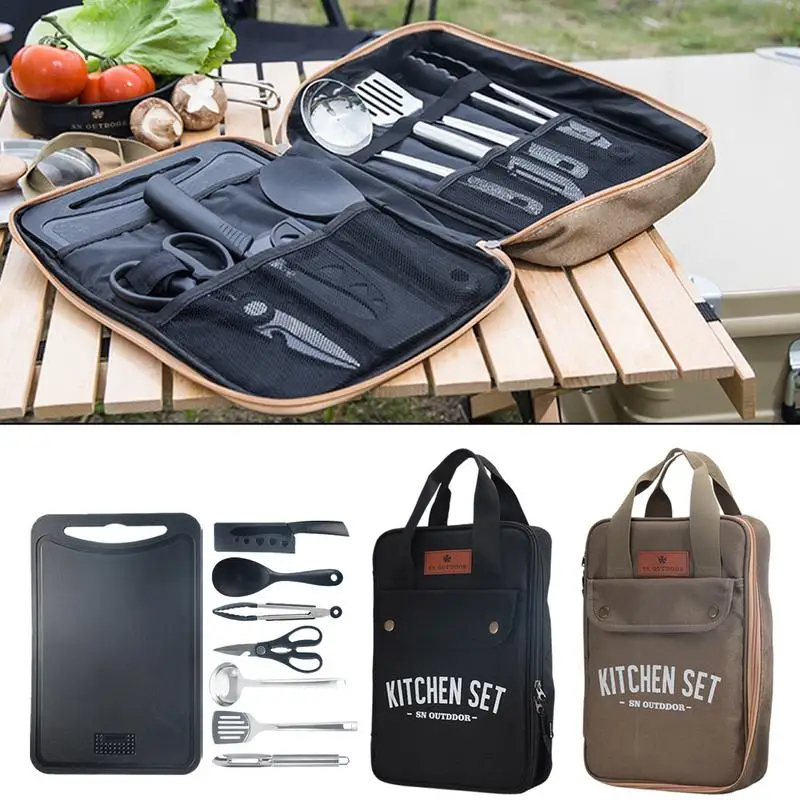 8pcs Camping Kitchen Cookware  - đánh giá và giá Camping Cooking Roll