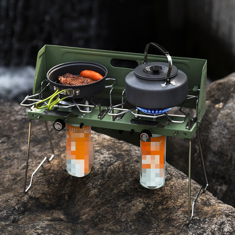 Portable Gas Stove Outdoor Por - đánh giá và giá Camping Double Cooking Stove