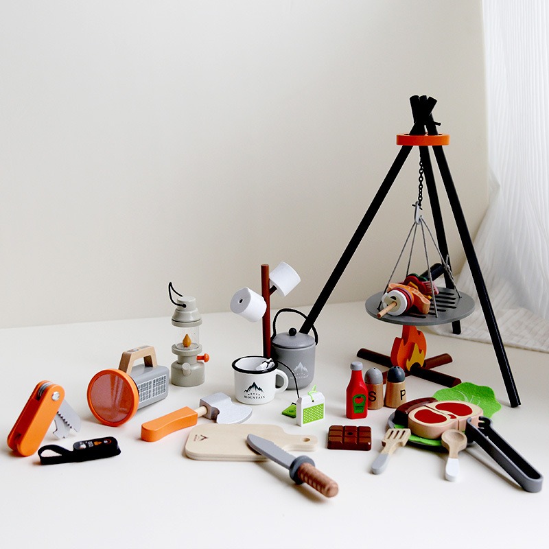 Wooden Camping Pretend Play Se - đánh giá và giá Camping Cooking Kids