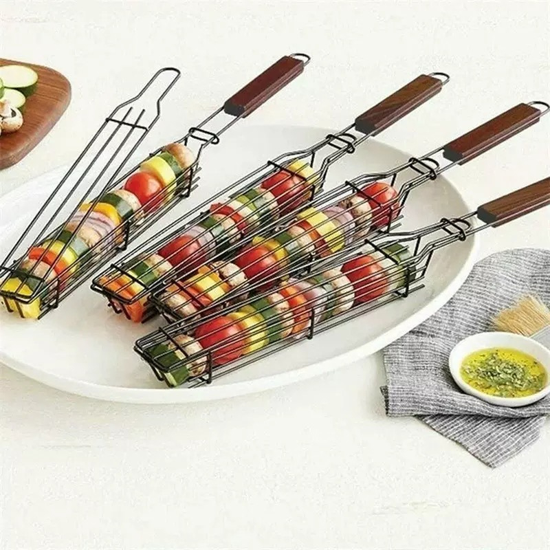 BBQ Grill Basket Portable Meat - đánh giá và giá Camping Cooking Vegetables