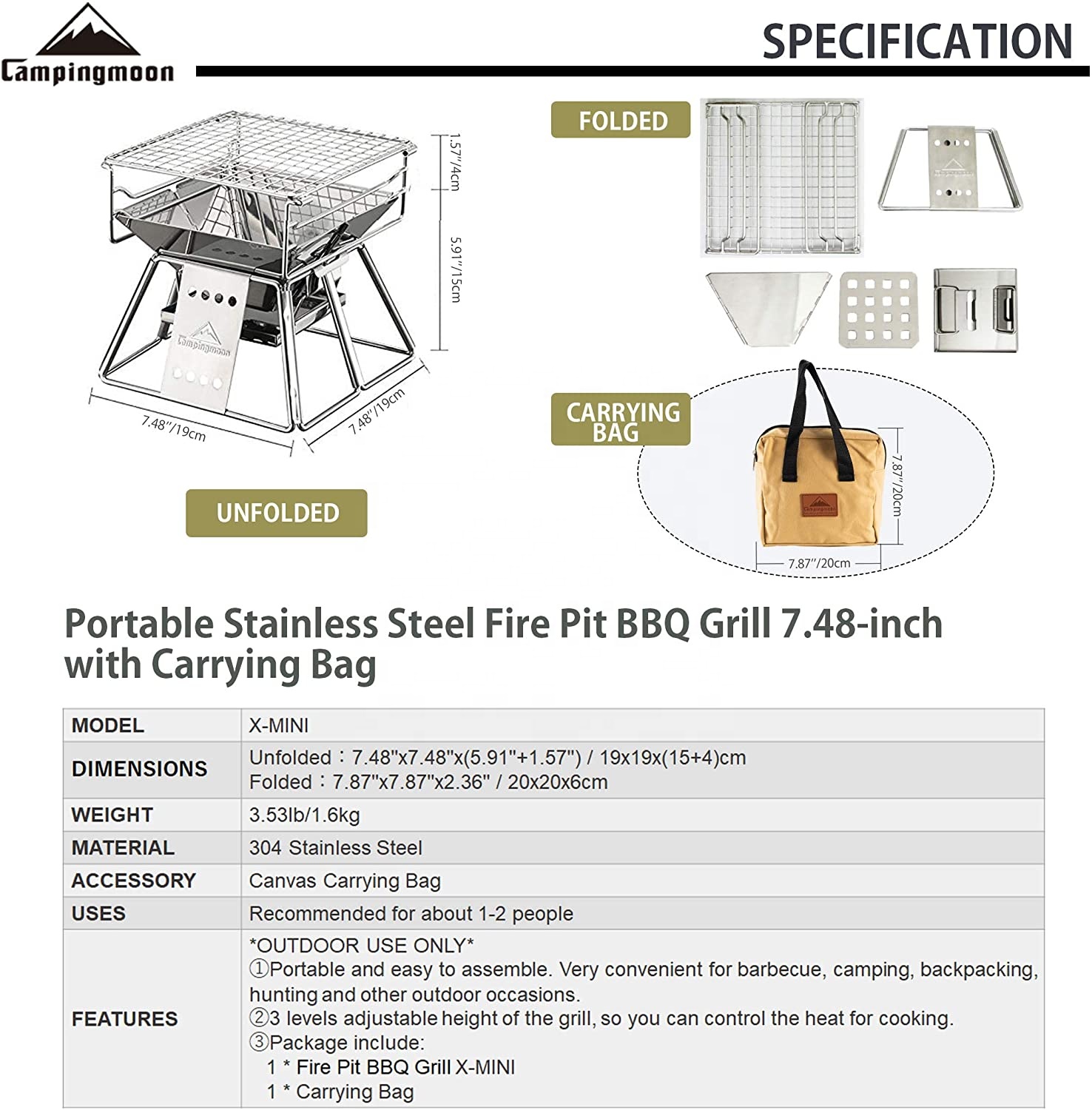 Campingmoon Outdoor Camping Bb - đánh giá và giá Camping Cooking Grate