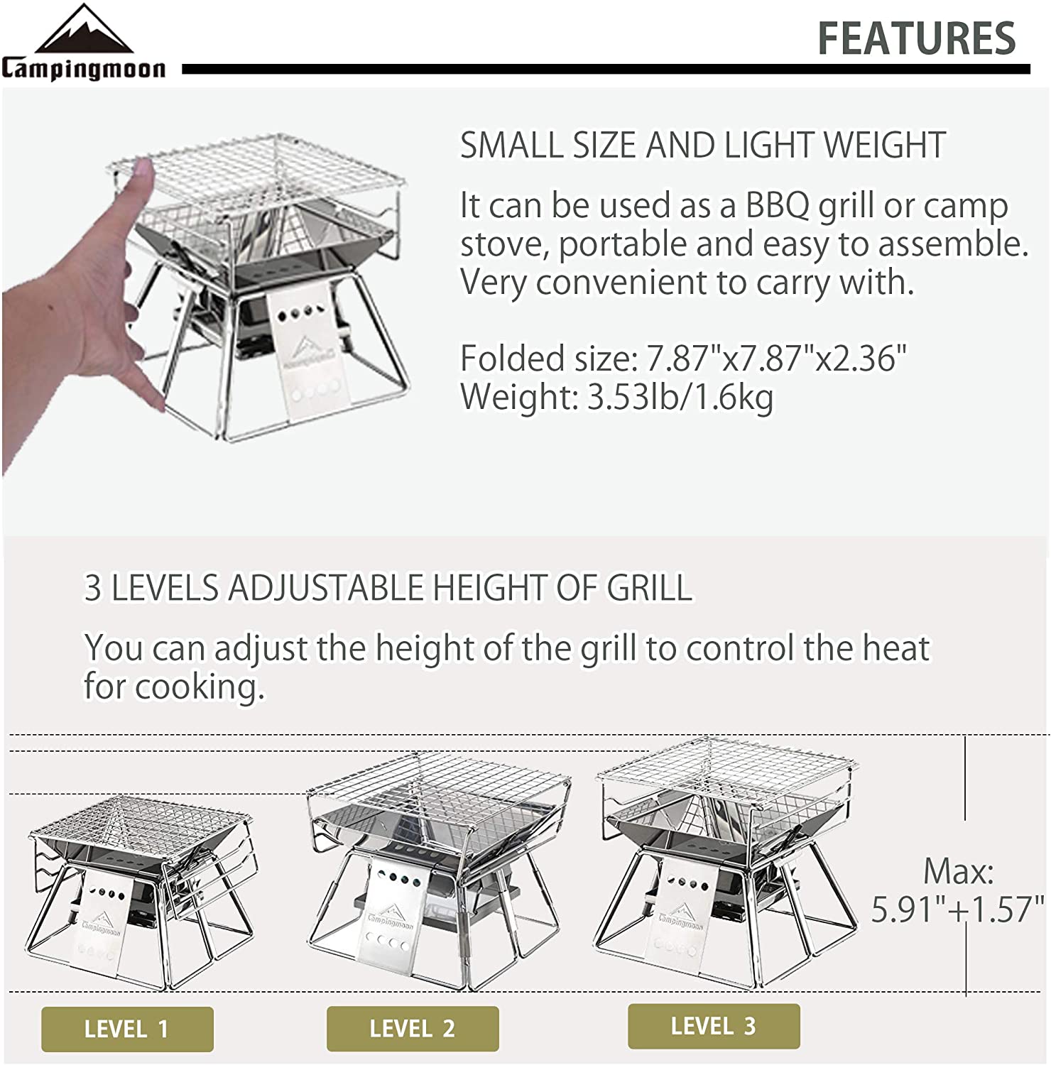 Campingmoon Outdoor Camping Bb - đánh giá và giá Camping Cooking Grate