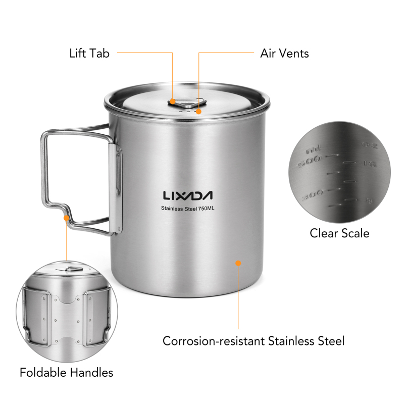 Lixada 750ml Cup Outdoor Stain - đánh giá và giá Camping Cooking Mesh
