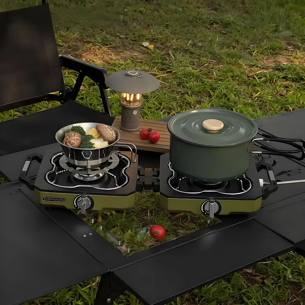 Camping Stove Double Burner Po - đánh giá và giá Camping Double Cooking Stove