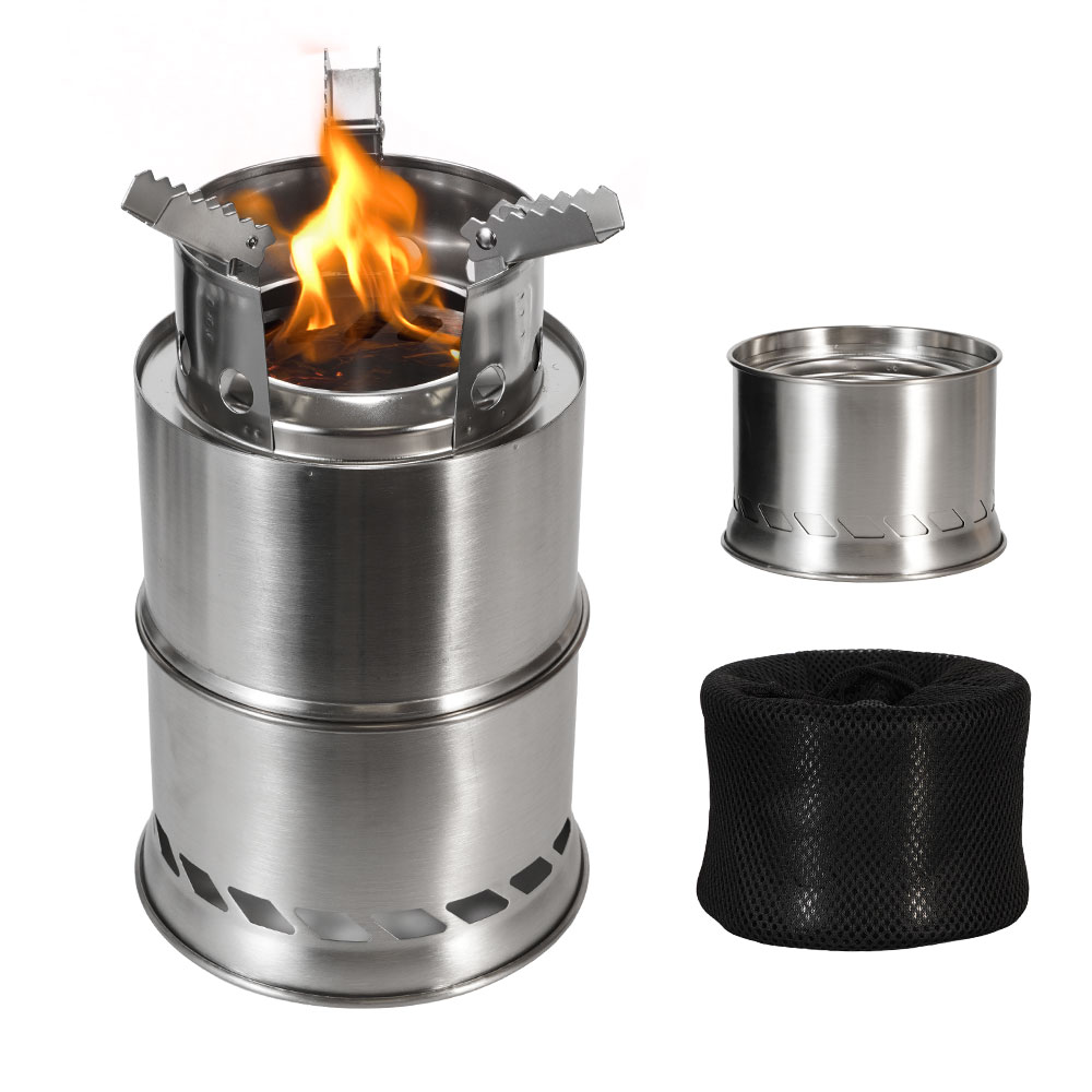 Outdoor Camping Portable Wood  - đánh giá và giá Camping Double Cooking Stove