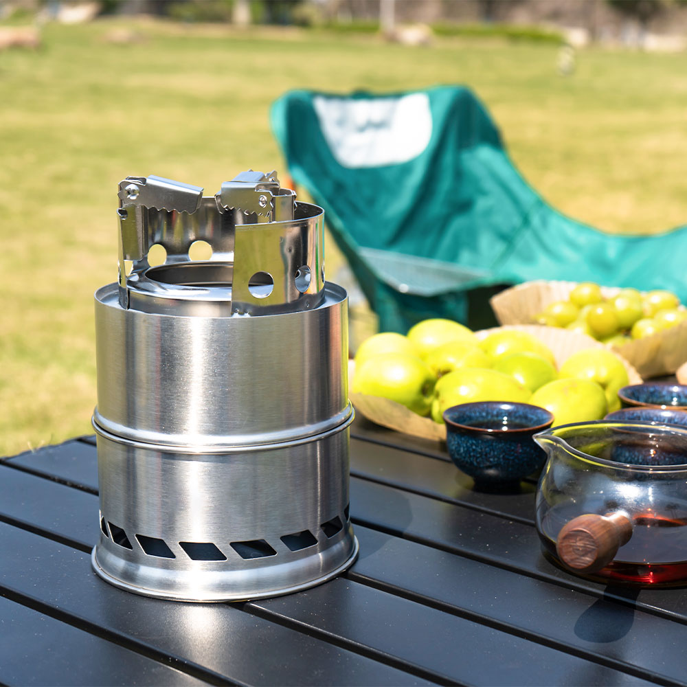 Outdoor Camping Portable Wood  - đánh giá và giá Camping Double Cooking Stove