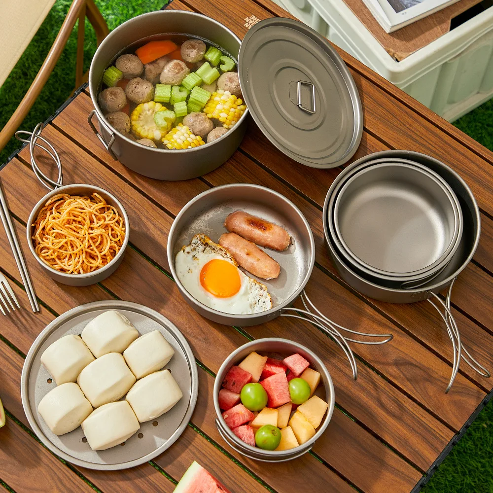 Titanium Outdoor Pot Set Picni - đánh giá và giá Camping Cooking Mesh