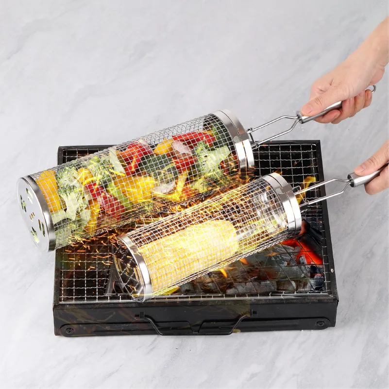 Stainless Steel Rolling Grill  - đánh giá và giá Camping Cooking Vegetables